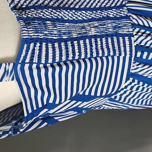 Cato Blue and White Striped Jumpsuit with Ruffle Hem NWOT - Picture 7 of 16